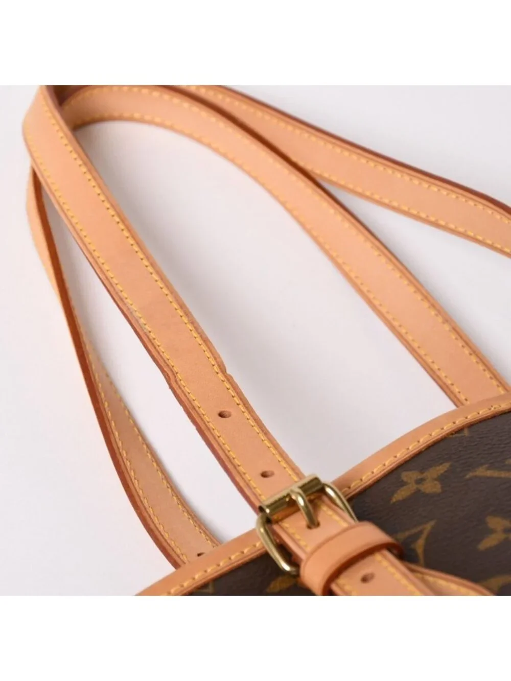 Louis Vuitton Bucket PM Handbag Monogram Brown Leather Gold